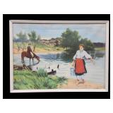 Vtg Painting on Canvas Ukranian National Dress