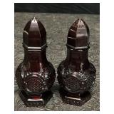 AVON RUBY RED SALT & PEPPER SHAKERS ONE STILL