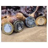 4 - .999 Fine Silver Casino Tokens 1oz Each