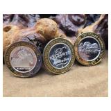 3 - .999 Fine Silver Casino Tokens 1oz Each