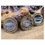3 - .999 Fine Silver Casino Tokens 1oz Each