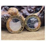 2  - .999 Fine Silver Casino Tokens 1oz Each