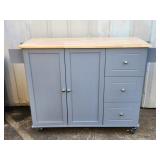 Rolling Mobile Kitchen Island with Solid Wood Top