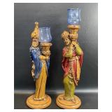 Vintage Wisemen Statue Candle Holder Set Of 2