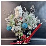 Christmas Centerpiece w/ Owl & Faux Pine Teee