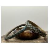 Bangles Mosaic Turquoise Inlay Brass India & Wood