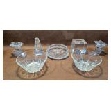Crystal Cut Ashtray, Galway Obelisk, Floral Glass