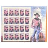 SHEET OF JOHN WAYNE COMMEMORATIVE STAMPS LEGENDS