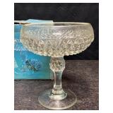 TALL DIAMOND POINT CRYSTAL COMPOTE INDIANA GLASS