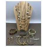Vintage Style Faux Pearls, Gold Tone & Beads
