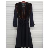 Ralph Lauren Womens Wool Cashmerr Coat Faux Mink