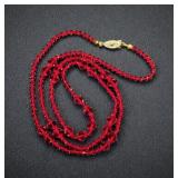 Stunning Art Deco Style Bohemian Beaded Red Glass