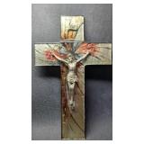 10" Shimmering Silver Glass Crucifix with Pewter