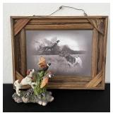 Dog & Pheasant Print in Barnwood Frame w Barbed