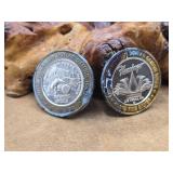 2 - .999 Fine Silver Casino Tokens 1oz Each