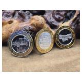 3 - .999 Fine Silver Casino Tokens 1oz Each