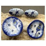 Delft Dutch Windmill Cufflinks & Painted Clip on