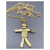 VINTAGE GOLD-TONED WIZARD OF OZ TIN MAN NECKLACE