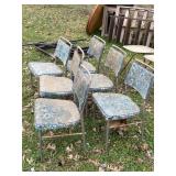 6 VINTAGE METAL CUSHIONED CHAIRS W/ 2 TV TRAYS