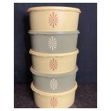 5 VINTAGE YELLOW & GREEN TUPPERWARE SERVALIER