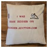 Custom Barber Auctions Embroidered Pillow