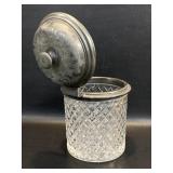 Antique Crystal Diamond Pattern Biscuit Barrel w/