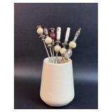 VTG Hors d'oeuvres/ Cheese Forks in Pottery