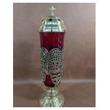 Ornate Sanctuary Lamp with Ruby Sanctuary Globe