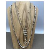 Pearls Necklace & Silver Liquid Style Faux Pearl