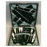 Antique Manicure Set / Sewing / Etui, Green