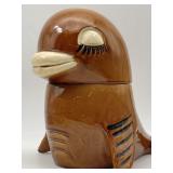 VINTAGE RARE BROWN SEA LION/SEAL COOKIE JAR USA