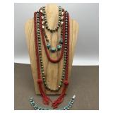 Turquoise Nuggets & Chips and Red Seed Beads