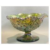 Vtg Imperial Glass Green Carnival Cosmos Daisy