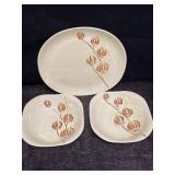 RED WING SERVING PLATTER & 2 SERVING BOWLS