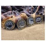 4 - .999 Fine Silver Casino Tokens 1oz Each