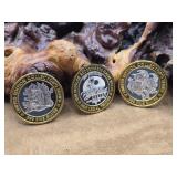 3 - .999 Fine Silver Casino Tokens 1oz Each