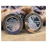 2 - .999 Fine Silver Casino Tokens 1oz Each