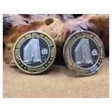 2 - .999 Fine Silver Casino Tokens 1oz Each