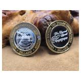 2 - .999 Fine Silver Casino Tokens 1oz Each