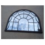 Metal Framed Arched Window Pane Wall Mirror