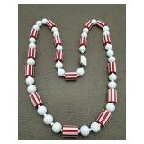 Vintage Castlecliff Milk Glass Candy Cane Beads