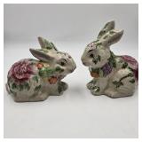 Stoneware Rabbit Figurine Pair