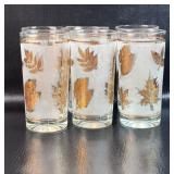 6 VTG Libbey Gold Lead Glasses