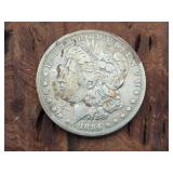 1884 S Morgan Silver Dollar Coin w/ Die Crack