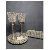 Glass Prism Jewelry Box,  Silver Stem Jeweled