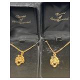 TWO 24K GOLD PLATED GOLD NUGGET NECKLACES BY