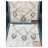 2 VINTAGE FASHION NECKLACE & EARRINGS SETS ROSES