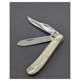 FROST CUTLERY BONE HANDKE DUAL BLADE POCKET KNIFE