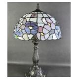Vtg Tiffany Style Stained Glass Table Lamp