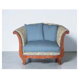 Antique Neoclassical Carved Wood Love Seat